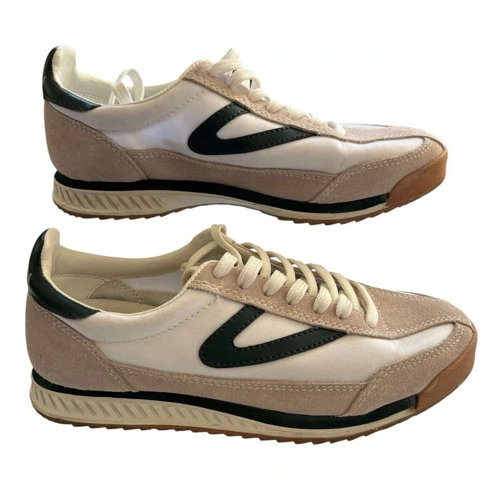 Tretorn Rawlins 2.0 Women Sneaker White Green Beige Suede Retro Casual Shoes 7.5